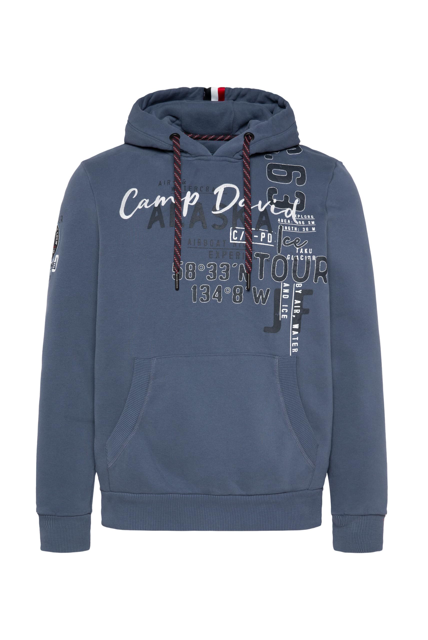 Camp David Felpa Con Cappuccio Uomo Maiorca – Stampa Frontale Effetto Puff, Taglio Ampio, Lavaggio Usato, Colore Vacanza – Modello Alta Moda Sportiva