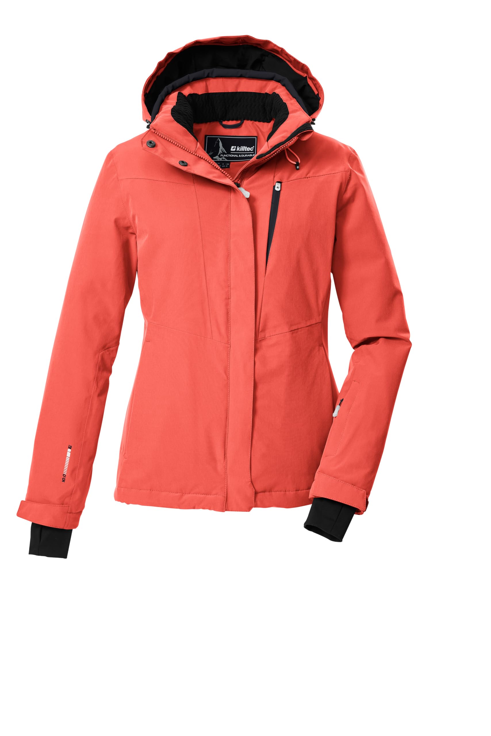 Killtec KSW 25 WMN Ski Jacket/Functional Jacket with Zip-Off Hood and Snow Guard Bright Coral 46 43411-000