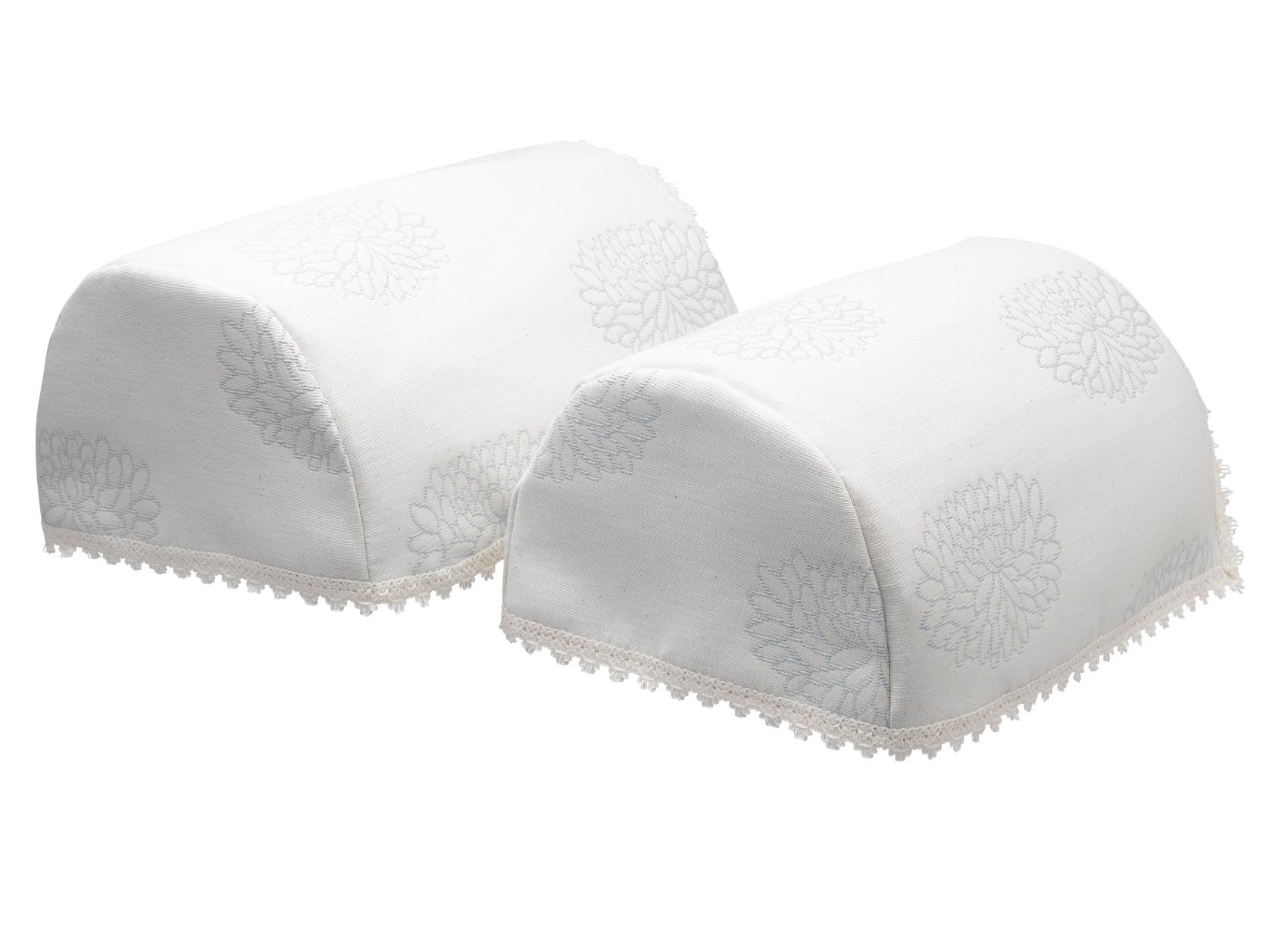 Classic Home Store Water Lily Jumbo Round Arm Caps Pair Braided Edge Floral Furniture Cover Antimacassar (Duck Egg)