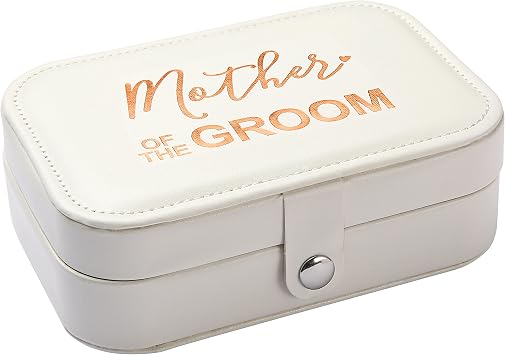FYSIA Travel Jewelry Box Gift for Mother of the Groom From Bride-Bridal Shower Gifts for Mother of the Groom-Plush Velvet Trinkets Storage Organizer Case-Wedding Gift for Mother-Rose Golden