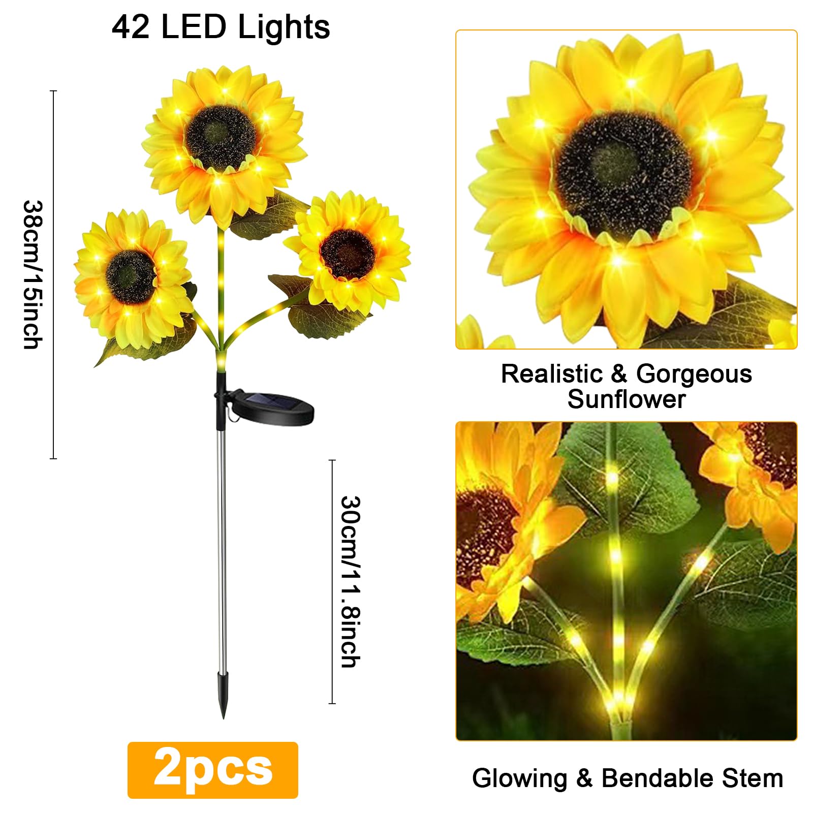 Lampe De Jardin, 2 Lampes Solaires En Forme De Cœur, Luminaire Décoratif De Jardin, à Insérer Au