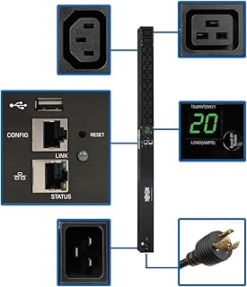 Tripp Lite PDU monitorado 3,3/3,7 kW 208/230V 20A 18 C13; 2 saídas C19 interface C20/L6-20P LX 0URM TAA (PDUMNV20HV2LX)