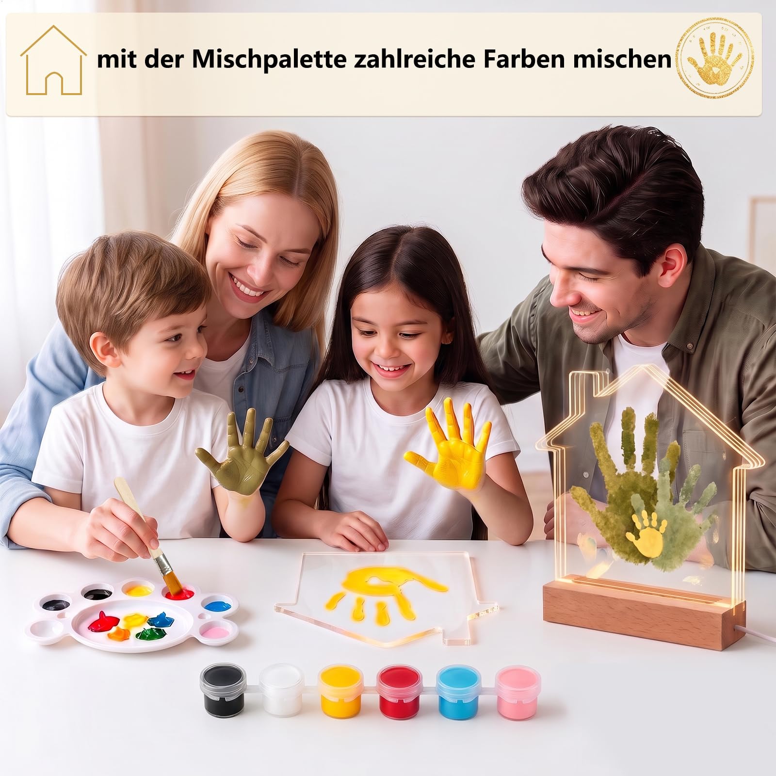 Set di impronte di mani con luce notturna a LED, set con 5 piastre in