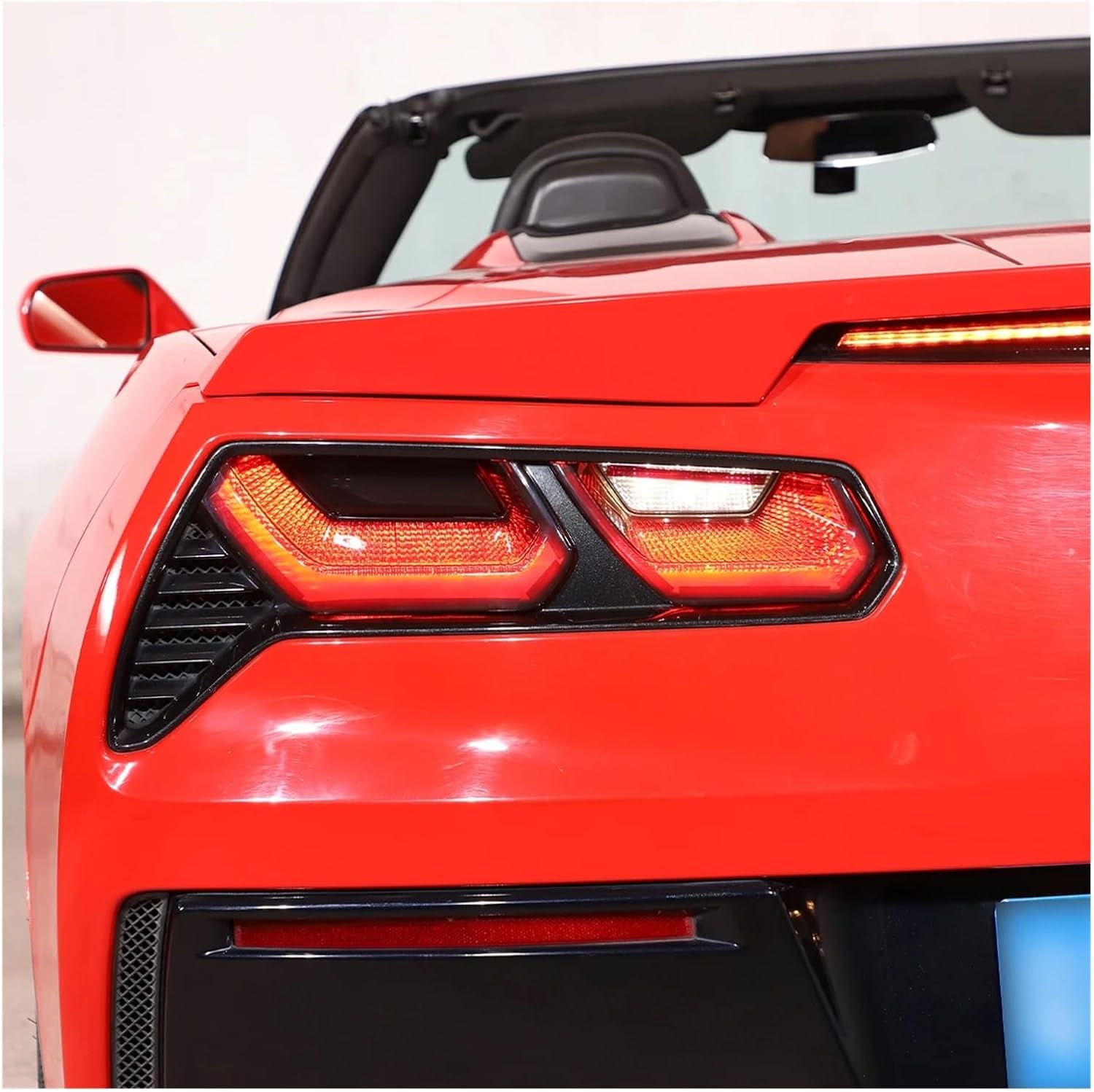Compatible For Chevrolet Corvette C7 2014-2019 ABS Black Car Rear Tail Light Rear Fog Lamps Blackout Cover Trim Sticker Car Accessories(Style B)