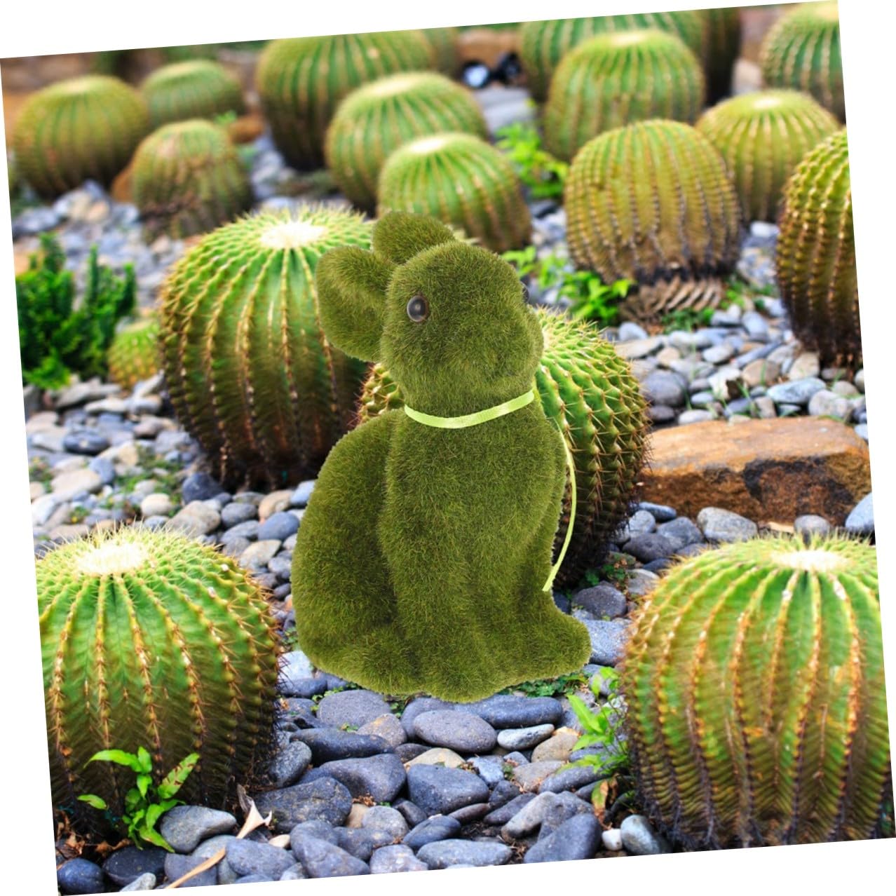 Lurrose Decorazioni Pasquali 4 Coniglietti Floccati Artificiali Verdi di Media Dimensione, Ornamenti da Tavolo e Giardino per Feste di Pasqua, Decorazioni a Forma di Coniglio Pasquale