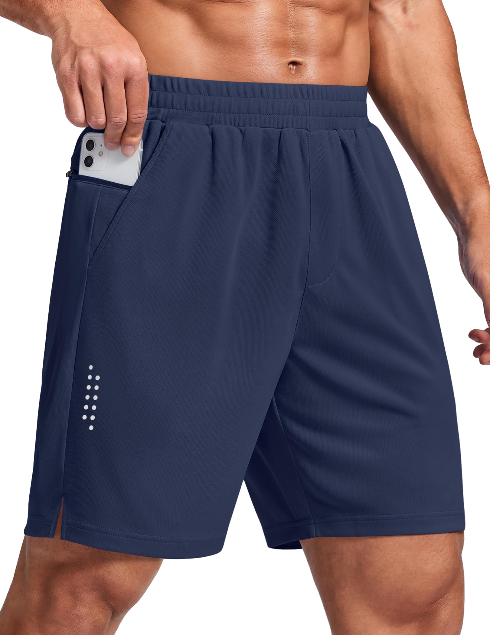 COOFANDY Mens Athletic Running Shorts with Zipper Pockets Quick Dry 7 Gym Workout Training Shorts