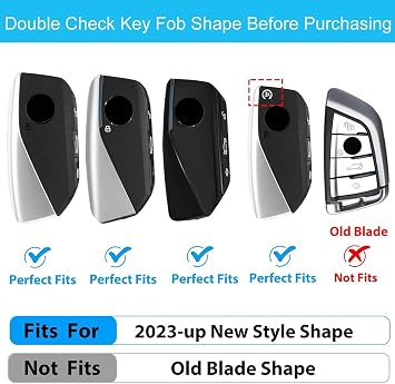 OLLEN Screws-Free Genuine Leather Key Fob Cover Fit for BMW 2023-2025~up New 5/7 Series 740i 760i X1 X2 X3 X5 X6 X7 XM IX IX3 I5 I7 etc, with Key Ring, Black