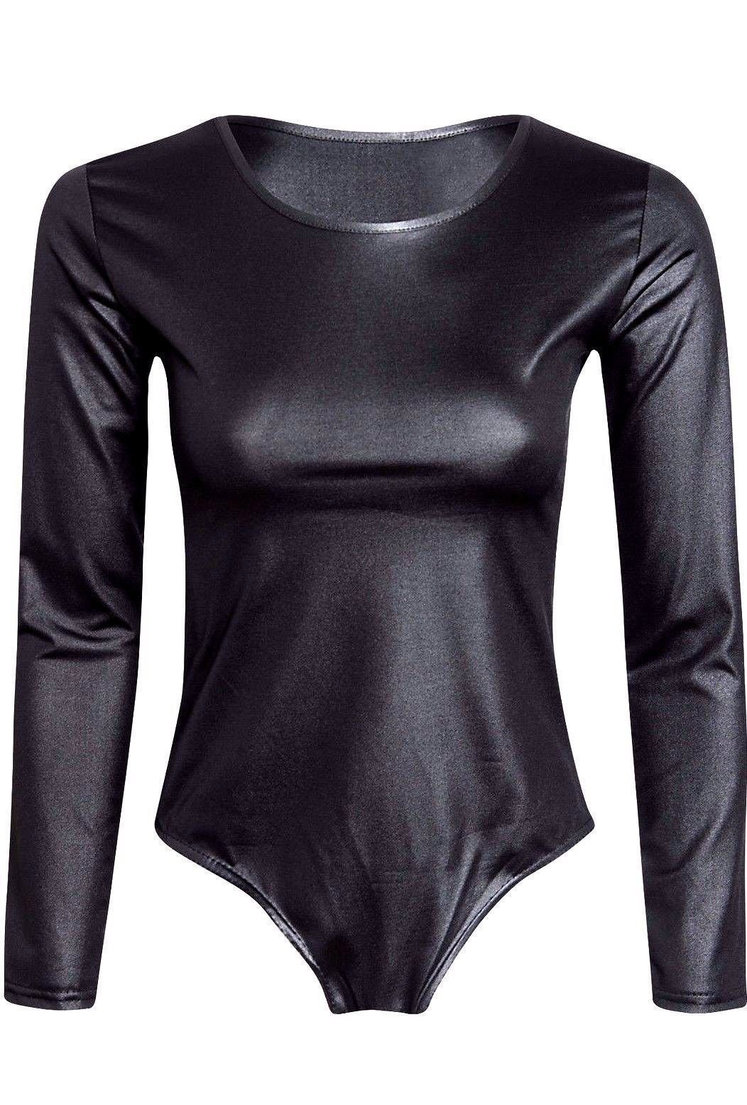 METLUQ M0D4 Ladeis Wet Look PVC Cami Leather Bodycone Dress Mini Skirt Legging Print Top 8-26 (Bodysuit PVC, UK 24-26 XXXL)