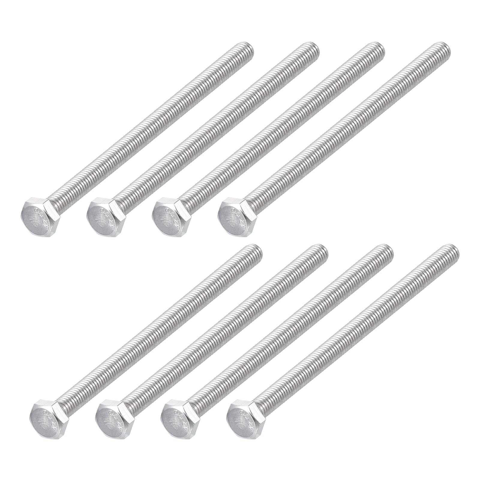 METALLIXITY Hex Bolts (M6-1x100mm) 8Pcs, 304 Stainless Steel Coarse Fully Threaded Hex Head Screw Bolt Machine Screws