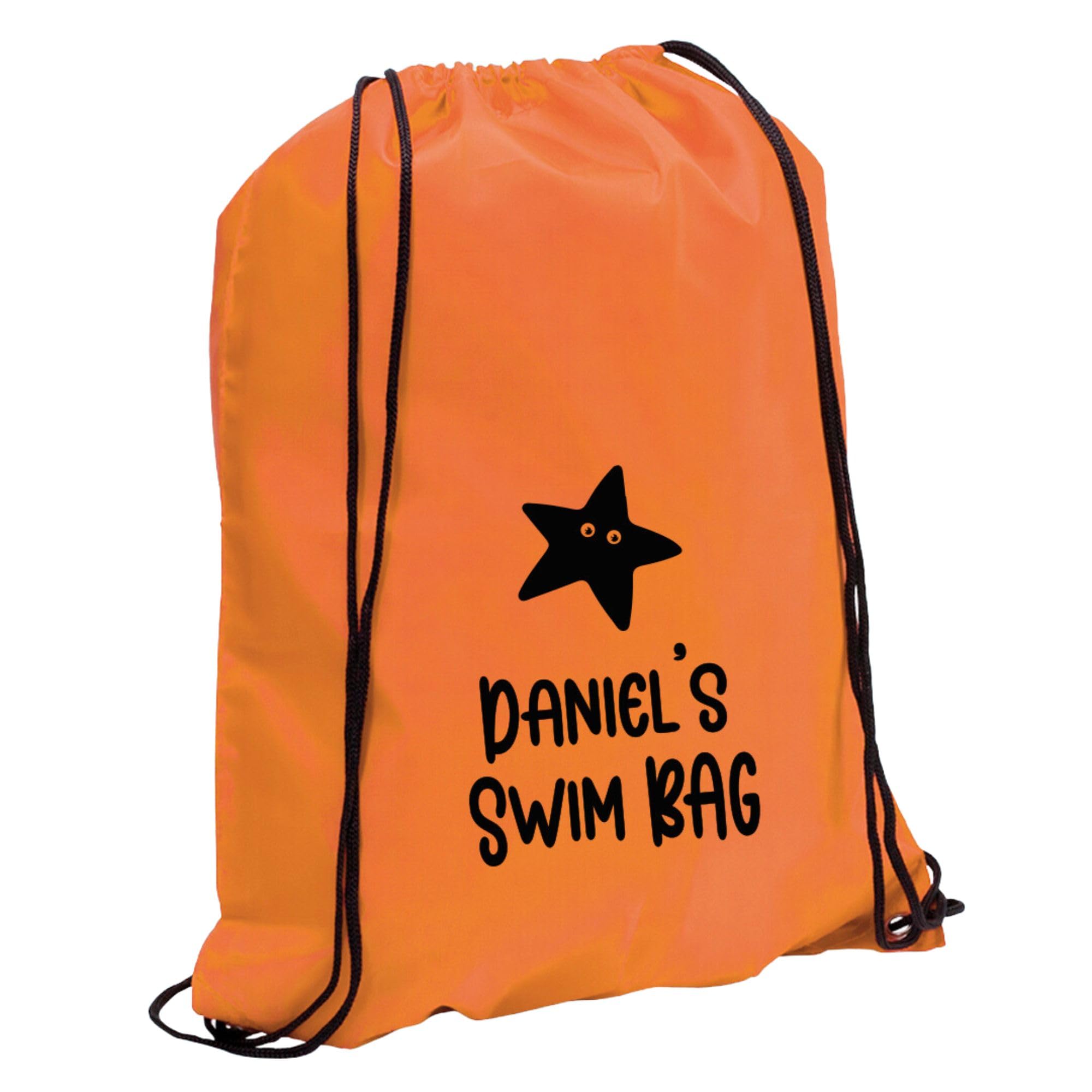 Ebuygb Unisex Kids Orange Personalised Swim Bag, Kids Aquatic Drawstring Bag, Swimming Bag For Girls Boys, Dolphin Turtle Shark Starfish Whale Bag (Orange)