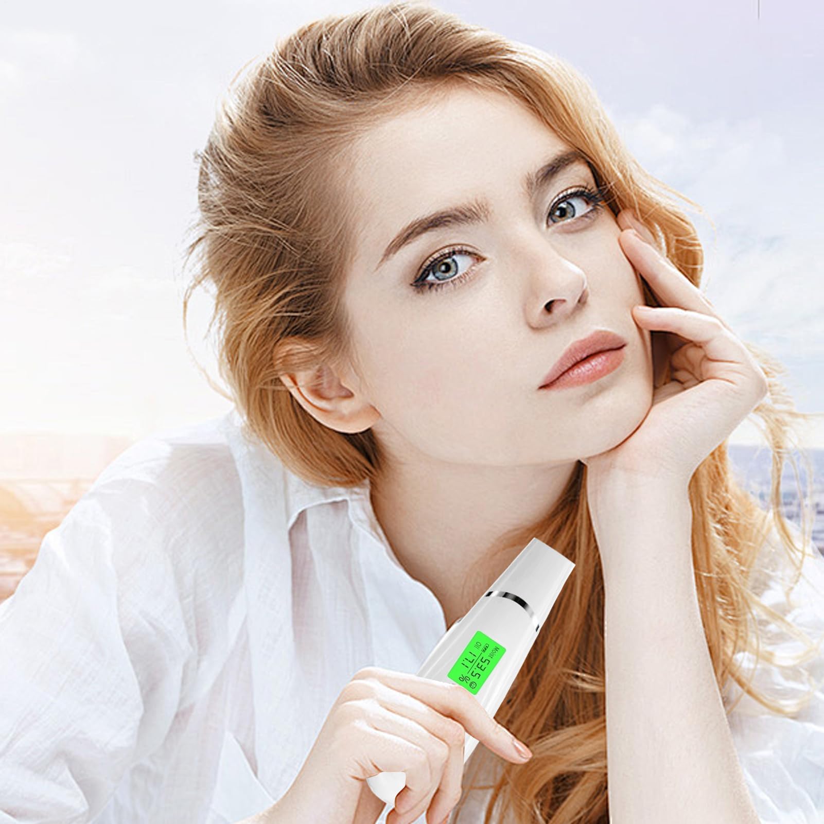 Medidor de humedad de la piel, máquina analizadora digital de piel, pantalla LCD de 5 x 1.9 x 1.57 pulgadas, dispositivo de cuidado facial, medición profesional de nivel de aceite de agua, salón de