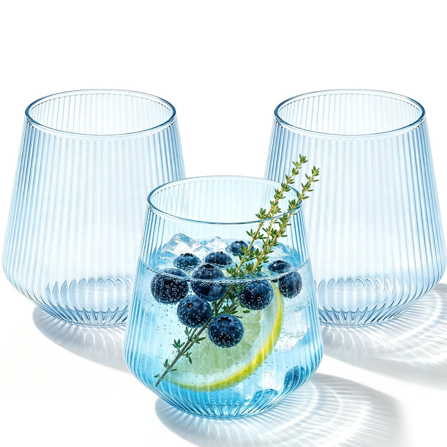 40 Pack Ribbed Plastic Wine Glasses, 12 Oz Disposable Cocktail Glasses