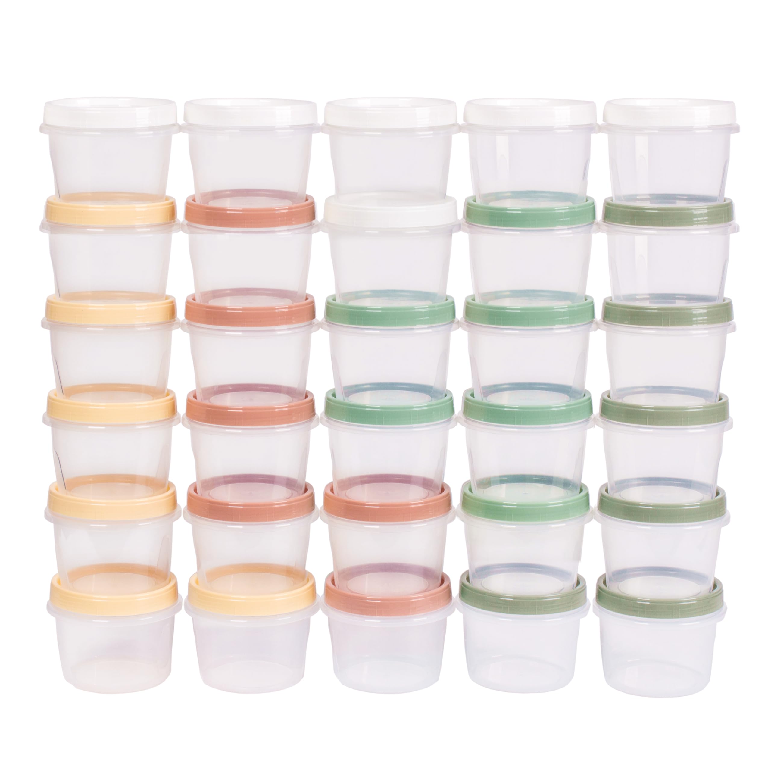 Screw Top Containers for Food 16 Oz, 30 Pack, 2 Cup Storage Containers with Lid, Reusable Twist Top Containers Twist Lock Stackable Round Twist Cap Plastic Freezer Container for Soup, 5-Color