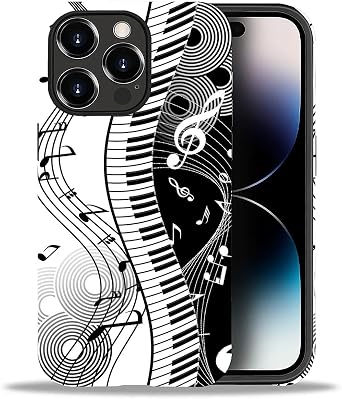 Compatible with iPhone 14 Pro Max Case, Piano Keyboard Music Pattern Print Phone Case Funny Liquid Silicone Case Impact Resistant Anti-Scratch Shockproof Protective Cover