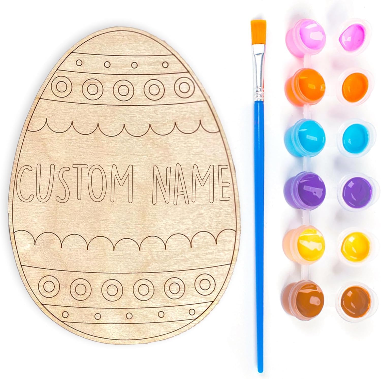 Personalized Easter Egg Paint Kit with Name, Custom DIY Wooden Painting Crafts Set for Kids, Easter Egg Decorating Basket Stuffer, Children’s Easter Games for Family