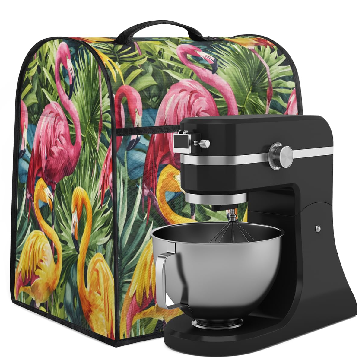 Coffee Maker Cover Tropical Leaf Flamingo Kitchen Appliance Covers Small Appliance Covers Blender Cover Juicer Cover Dust Covers for Kitchen Appliances with Top Handle and Pockets,Washable,C737