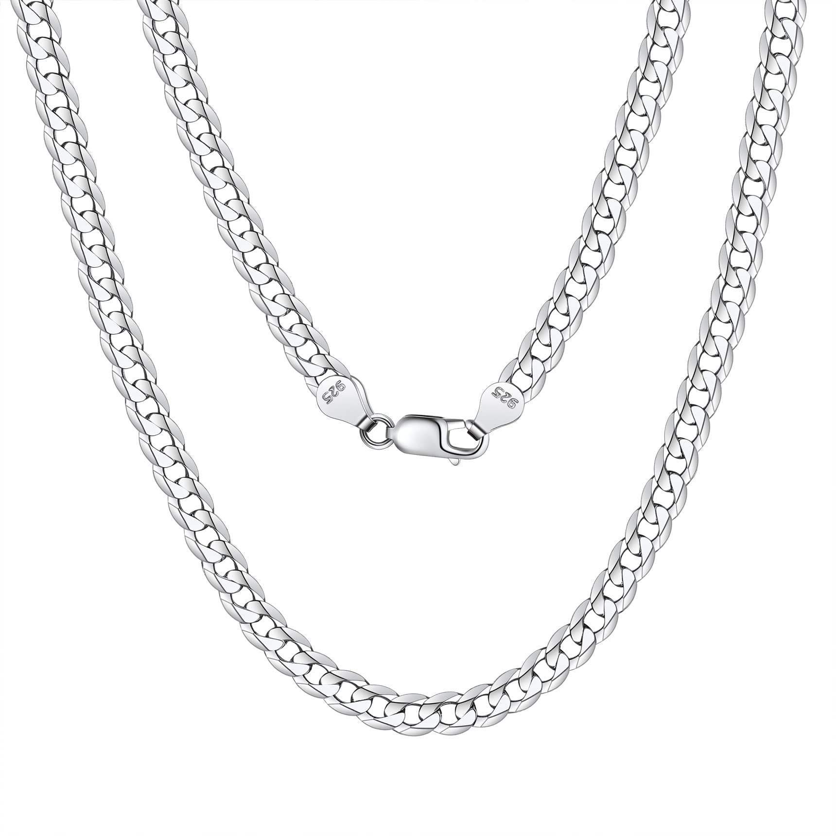 Bestyle Collar Cadena Plata de Ley 925 Cadena Cubana/Figaro 35cm-71cm Collar de Cadena para Hombre Mujer