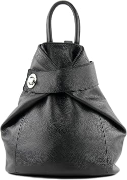 modamoda de - T179 - ital Womens backpack bag made of leather Black