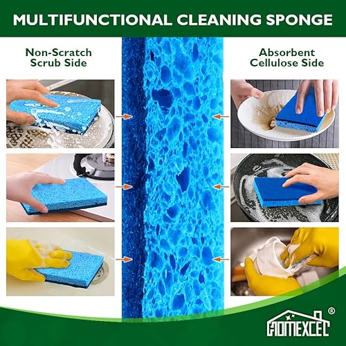 Miniatura 5 de HOMEXCEL Esponja de platos extra grande para limpieza, segura en utensilios de cocina antiadherentes, esponjas XL antiarañazos para cocina, 6