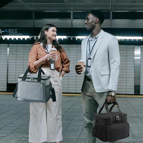 Miniatura 7 de Lonchera térmica para hombres y mujeres, 24 latas a prueba de fugas, lonchera grande para adultos con correa para el hombro, lonchera térmica