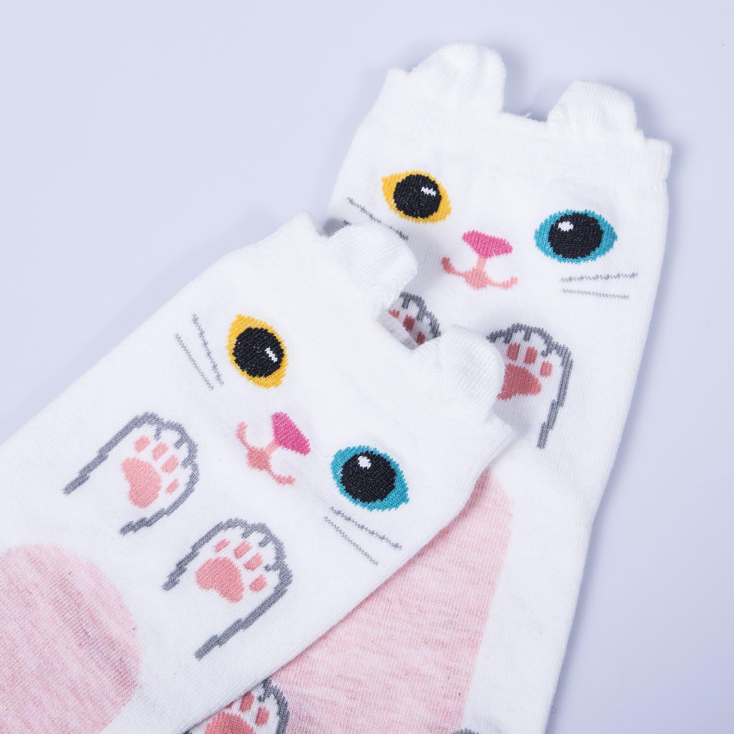 5 Pairs Womens Funny socks Cozy Cute Printed Patterned Fun Socks Novelty Cat Socks for Women Gifts