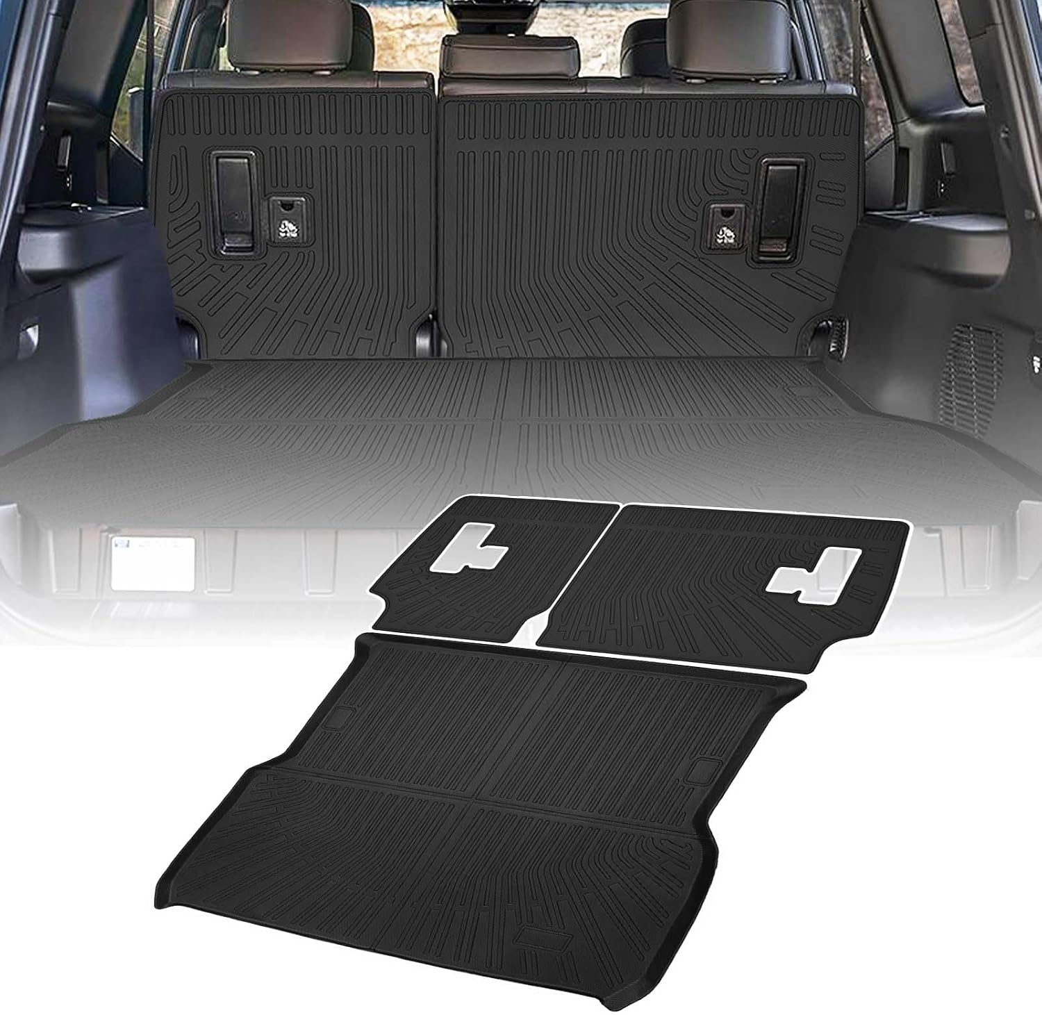 Cargo Liner Compatible with 2024-2026 Land Cruiser 250 & GX550 Trunk Mat Cargo Mat Back Seat Cover Protector (Backrest Mats+Trunk Mat)