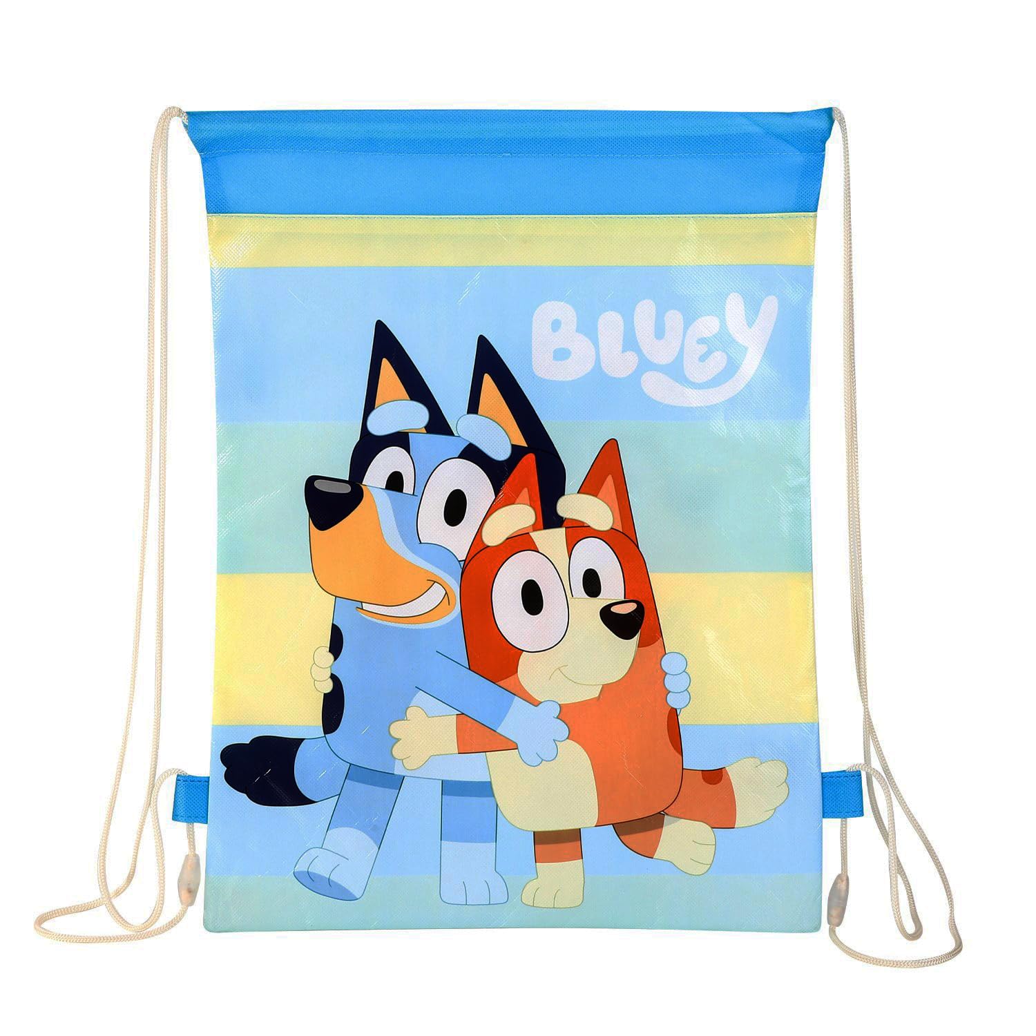 TDL Bluey Drawstring School Bag - Kids PE Swimming Bags Pull String Closure Waterproof Carry Bag For Children Bluey Character Theme Draw String
