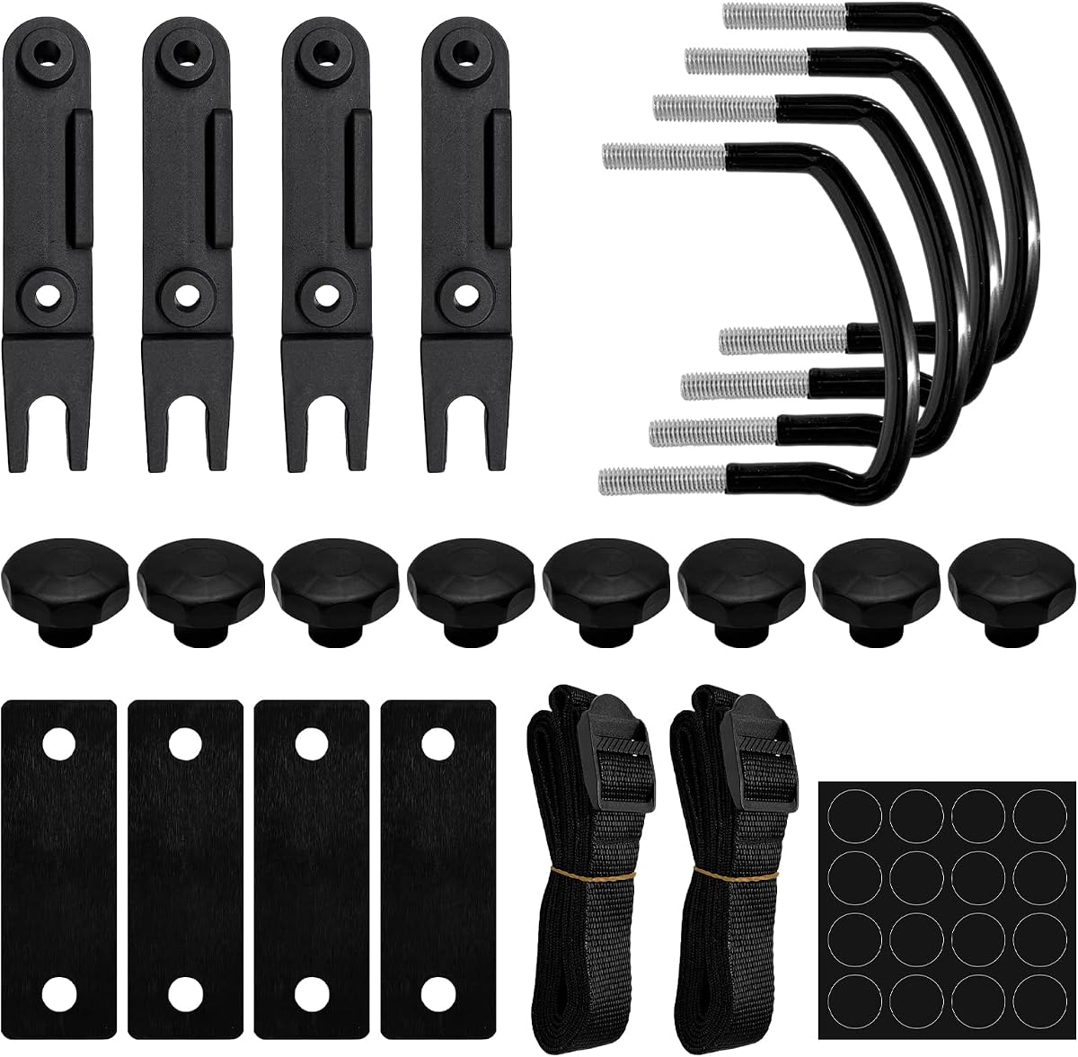 4 PCS Roof Box U-Bolt Clamps, 85mm Internal Width Rack Clamp Cargo Carrier Bracket with Lock Nuts, Universal Iron U Clip Mounting Bracket for Securing Roof Cargo Box