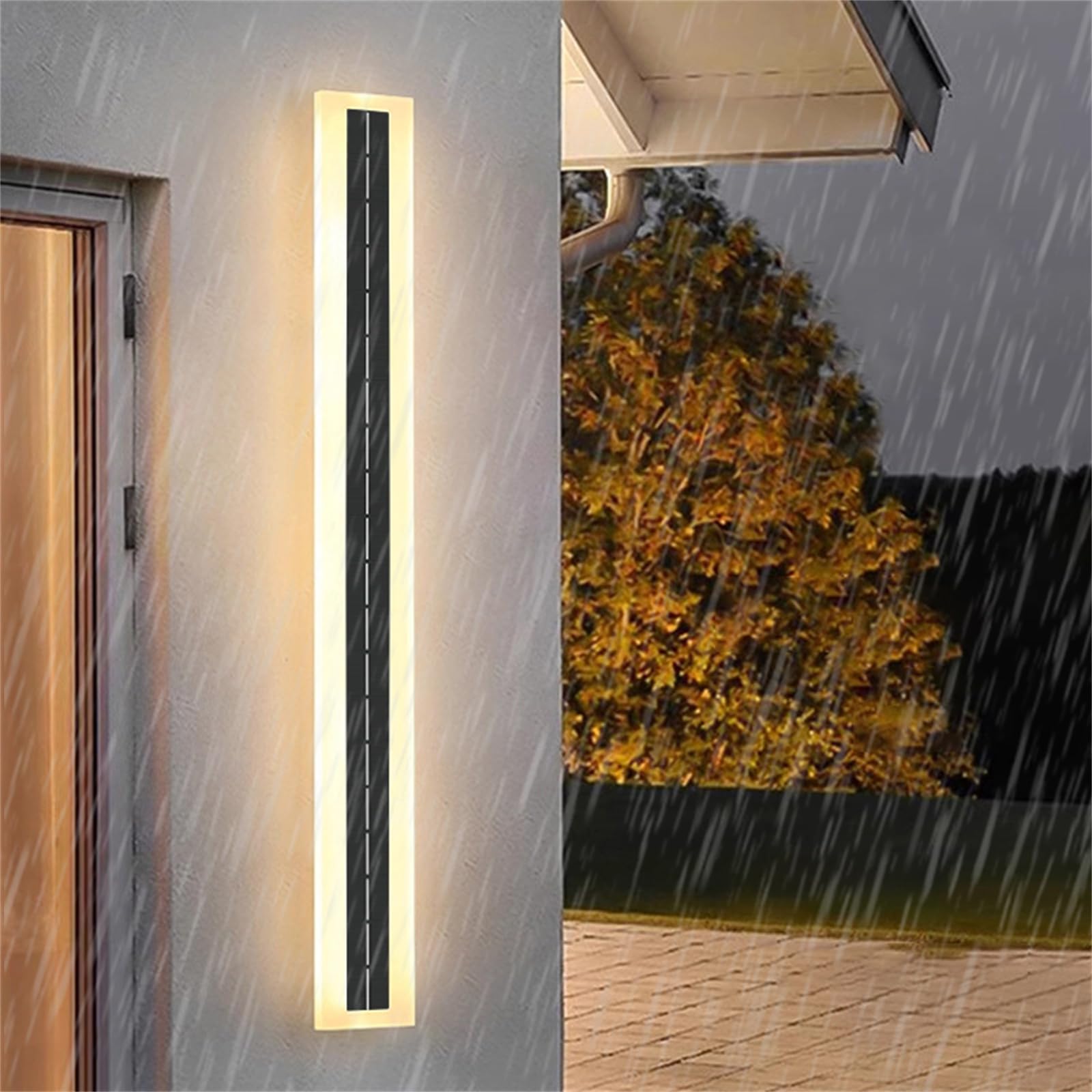HYJAUSXB Modern Minimalist LED Wall Sconce, Waterproof IP65 Outdoor Solar Light for Ga, Long Strip Lamp, Indoor Metal Acrylic Fixture, Parallel Lighting