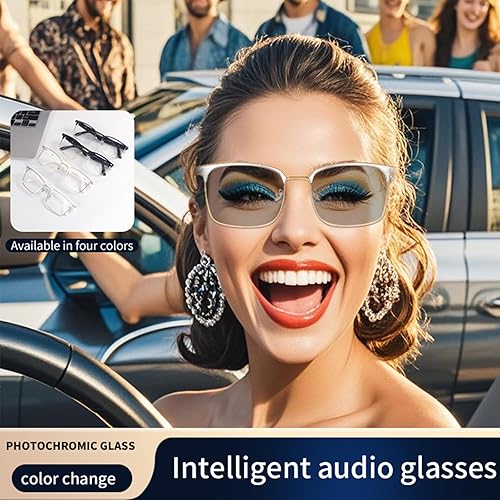 Miniatura 2 de Gafas inteligentes Bluetooth para hombre, altavoz de audio, lentes Bluetooth con altavoces, gafas de sol inteligentes de cristal azul, gafas Negro
