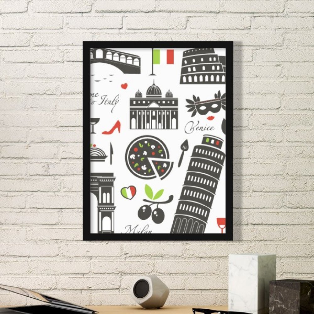 Impression d'art Tour de Pise Italie avec cadre noir de qualité premium