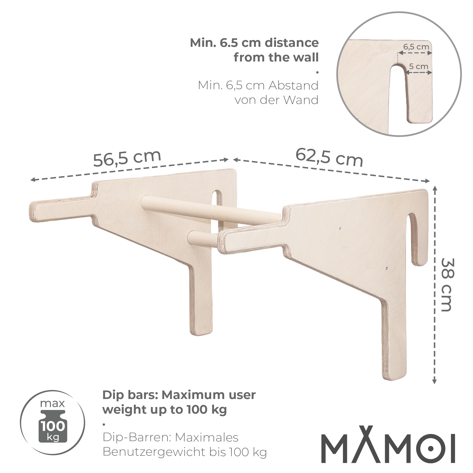 MAMOI Barres parallèles, poignées pour exercices de force, réglables en hauteur, callisthénie et pompes, équipement de fitness pour la maison, barres d'entraînement stables