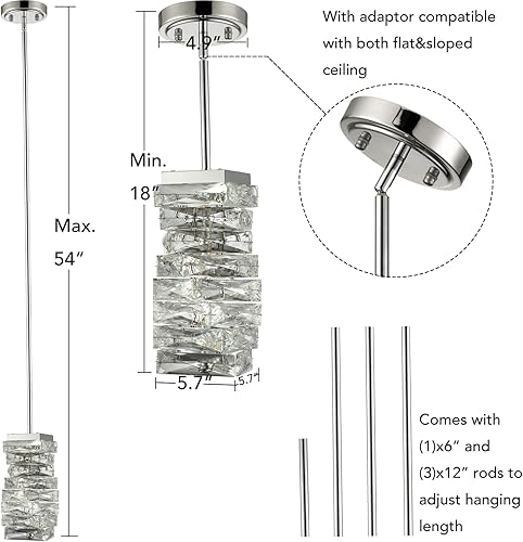 Miniatura 3 de Moderna lámpara colgante de cristal para baño, LED cromada, mini luces colgantes para isla de cocina, 8 W, 4000 K, no regulable