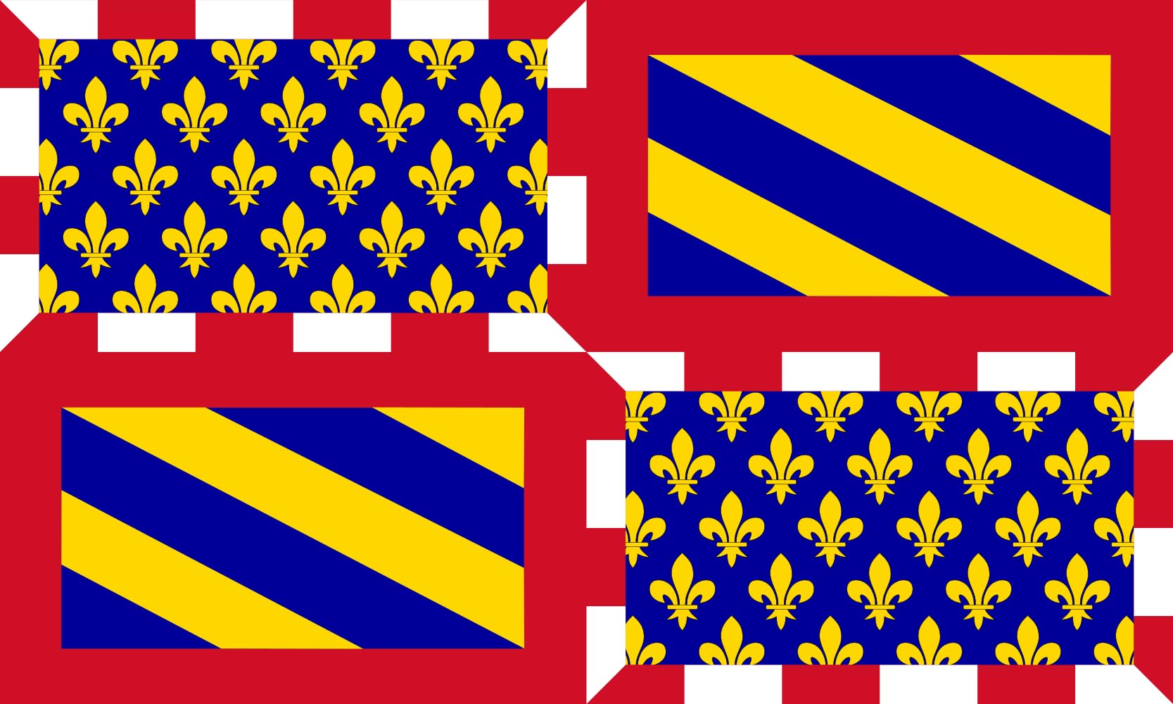 Drapeau XL Ancien de la Bourgogne en format paysage de 2.16m² grand format premium