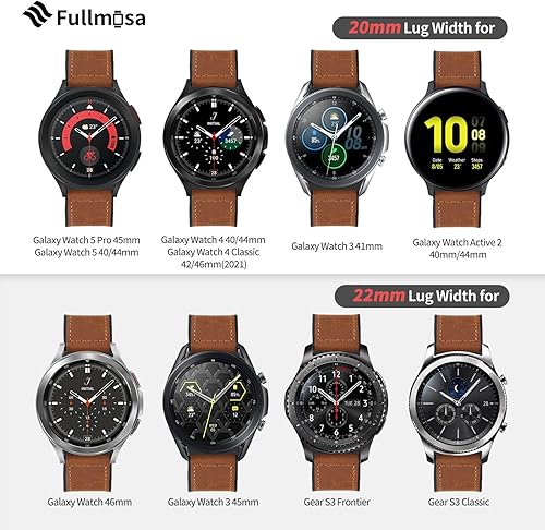 Miniatura 2 de Fullmosa Correas de silicona de cuero de 0.866 in, 0.787 in y 0.709 in compatibles con Samsung Galaxy Watch 6543, Garmin Watch