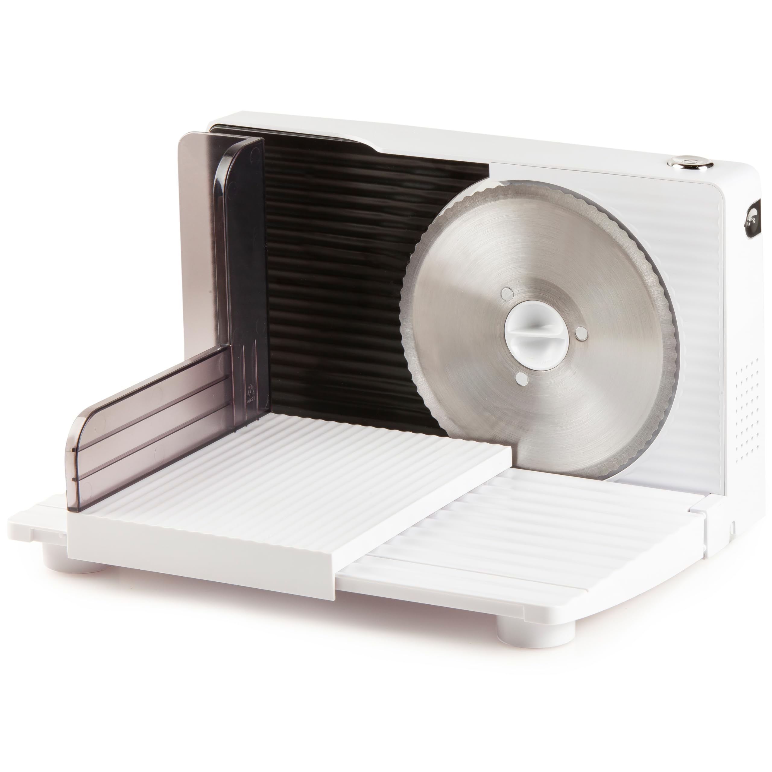 DOMO DO523S Trancheuse Electrique Ø 17 cm - 0 à 15 mm - Moteur silencieux DC de 120 W - Blanc