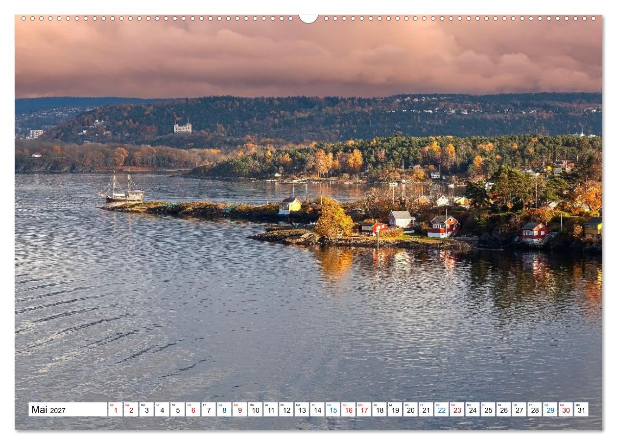 CALVENDO · Oslo mit dem Oslofjord (Kalender 2027) | DIN A2 Querformat · Wandkalender · Entdecke die faszinierende Verbindung aus nordischer Stadtatmosphäre, maritimer Weite…