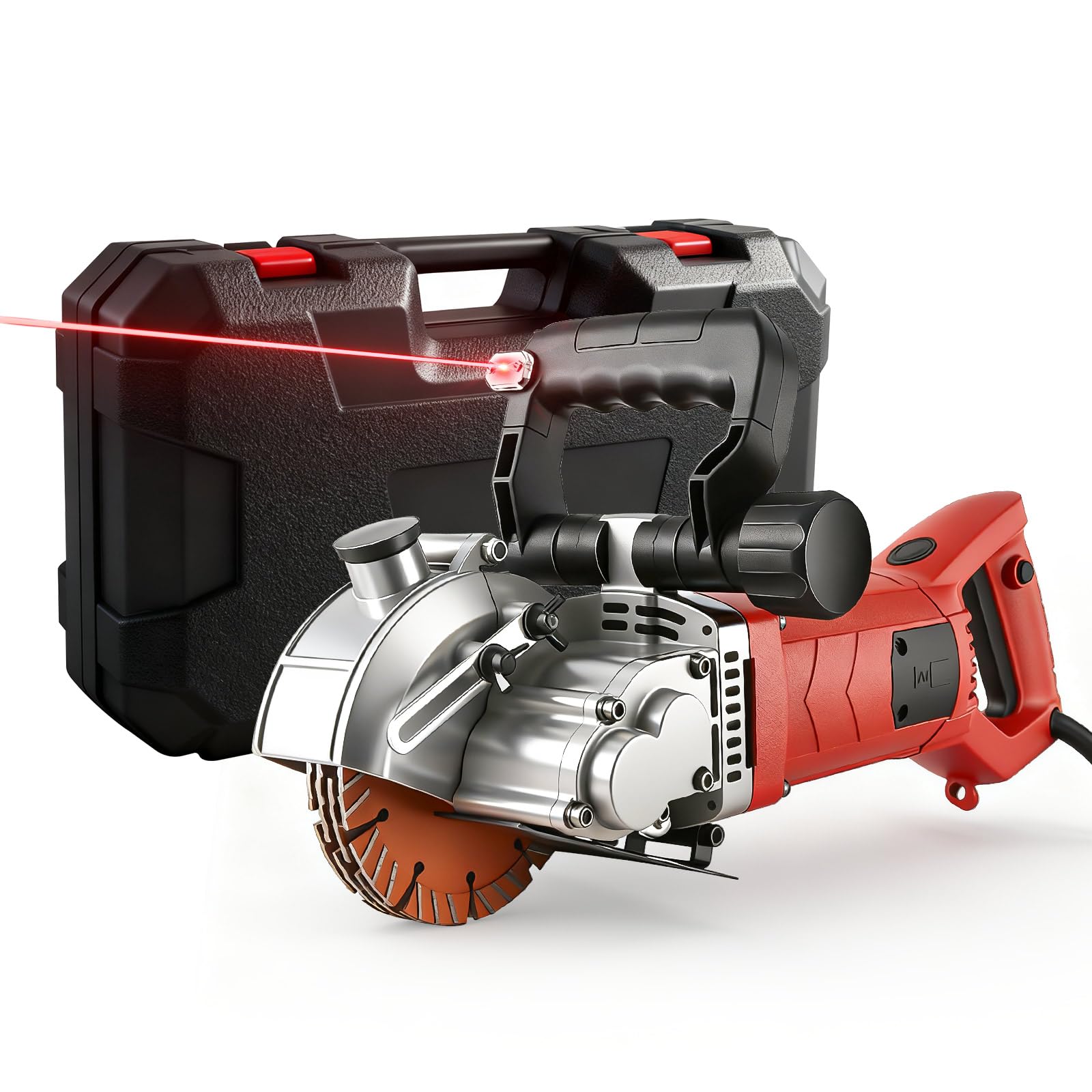 Rozadora Pared 4800W Profundidad 42mm Máquina de Ranurado para Hormigón y Ladrillo Incluye 5 Hojas de Ø125mm 6500 Rpm Bomba de Agua y Maletín Profesional