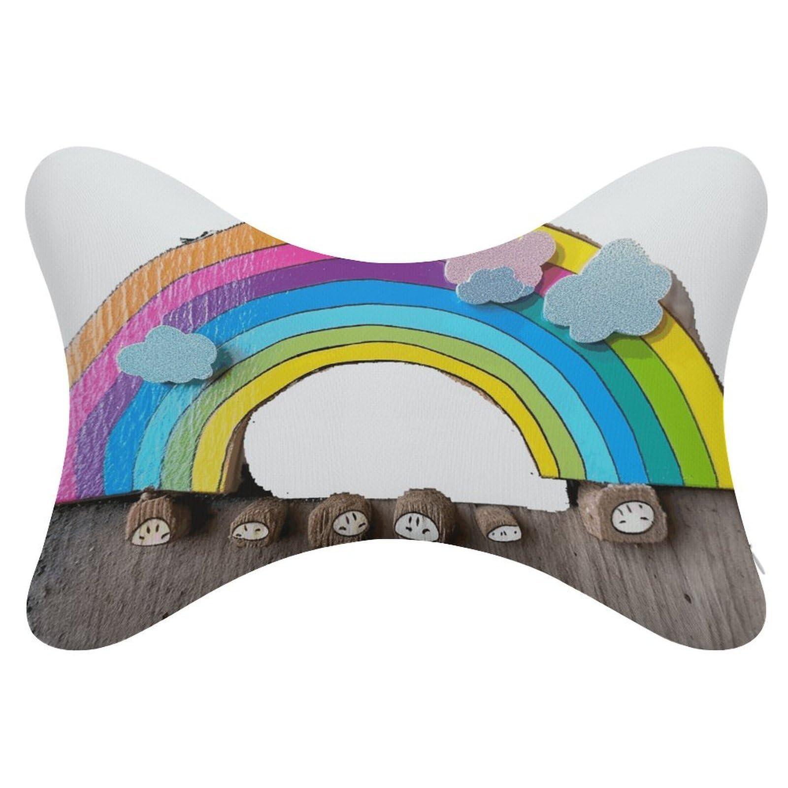 Adfgyerh Style Small Rainbow Pillow ，Memory Foam Pillow Core，Cushion,Provide Neck Support，Car Pillows For Travel Car Seats And Home Offices.