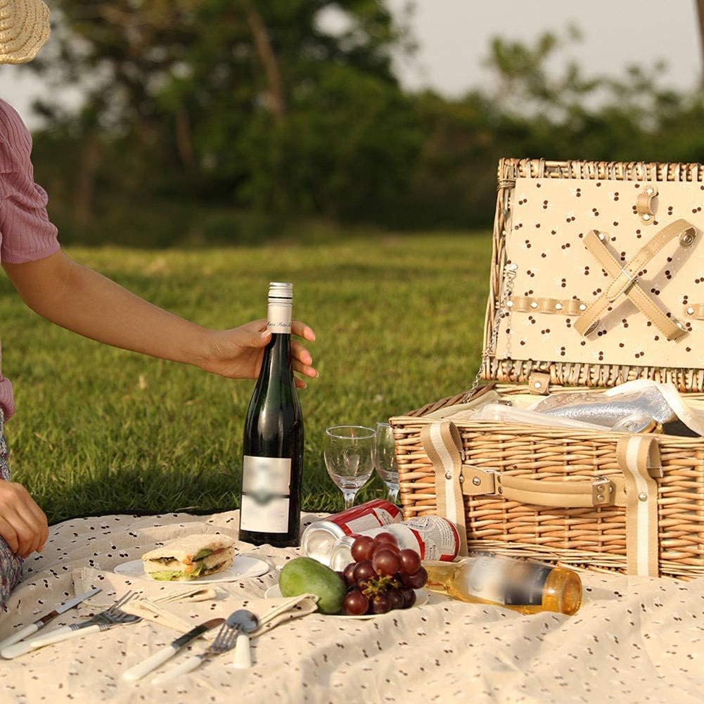 Willow Picnic Basket Set for 2 with Cooler Bag and Blanket