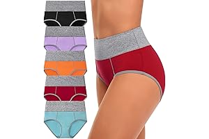 High Waisted Cotton Underwear for Women: No Muffin Top, Full Coverage, Soft...