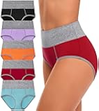 High Waisted Underwear for Women Cotton No Muffin Top Full Coverage Briefs Soft Stretch Ladies Panties 5 Pack