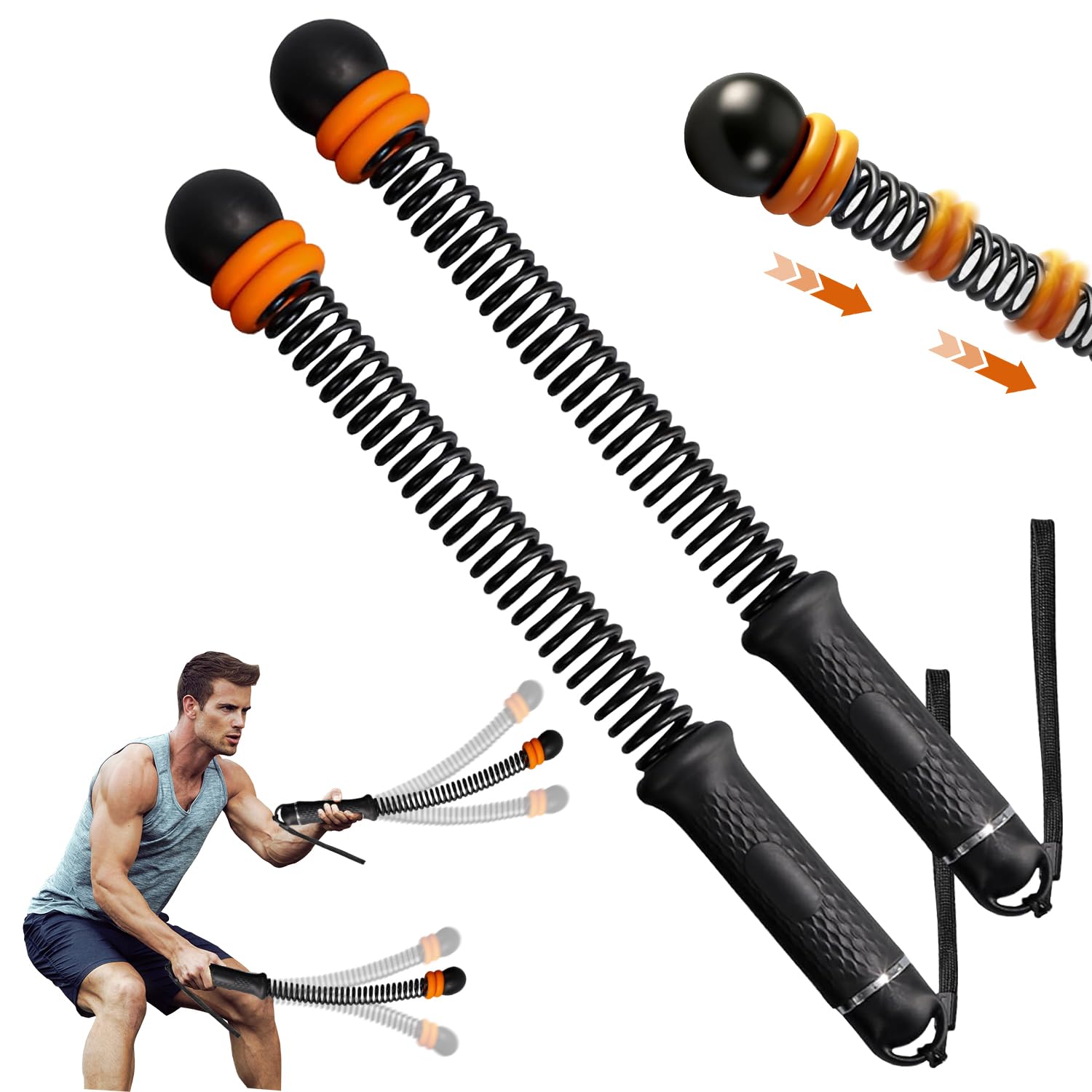 Corde de Combat sans Corde, Ropeless Battle Ropes, Corde D'Entraînement sans Fil, Corde d'entraînement portable, Battle Rope, Équipement Fitness sans Fil lestée, pour Salle de Sport, Cardio