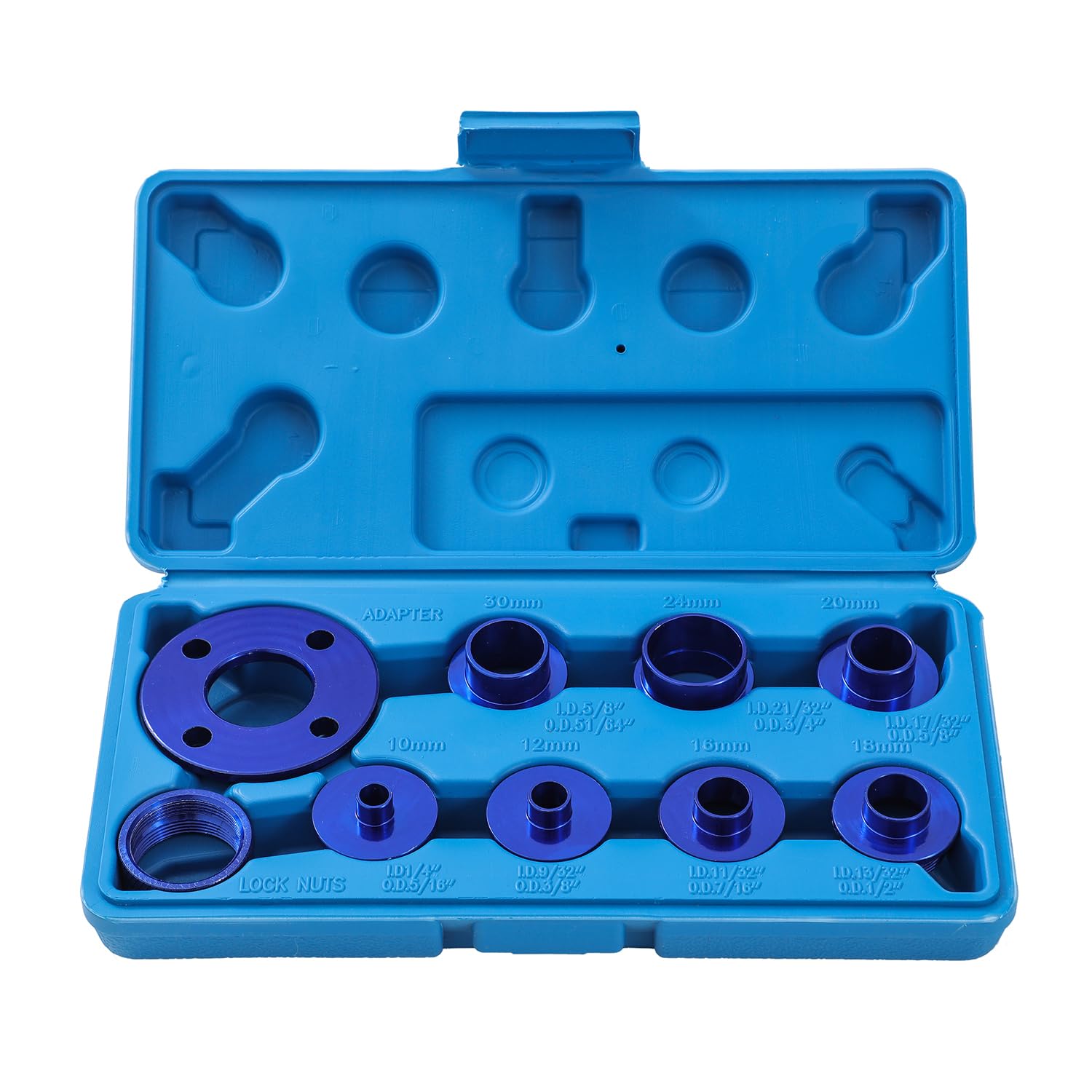 KATSU 10Pcs Aluminum Alloy Router Guide Bush Bushing Set, Metric Size High Precision Router Template Guide Lock Nut and Adapter Kit 105438