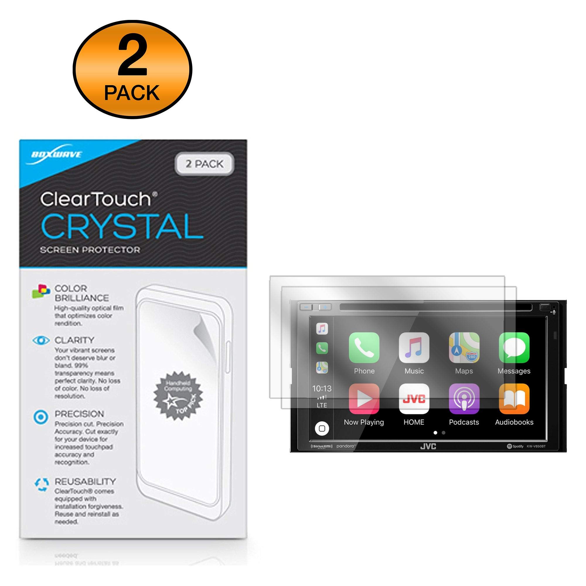 BoxWave Screen Protector Compatible with JVC KW-V850BT - ClearTouch Crystal (2-Pack), HD Film Skin - Shields from Scratches for JVC KW-V850BT