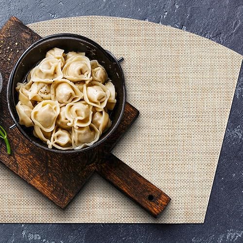 Miniatura 5 de homEdge Mantel individual de PVC, manteles individuales de cuña, manteles individuales de vinilo lavables, para mesa redonda, juego de 4 unidades,