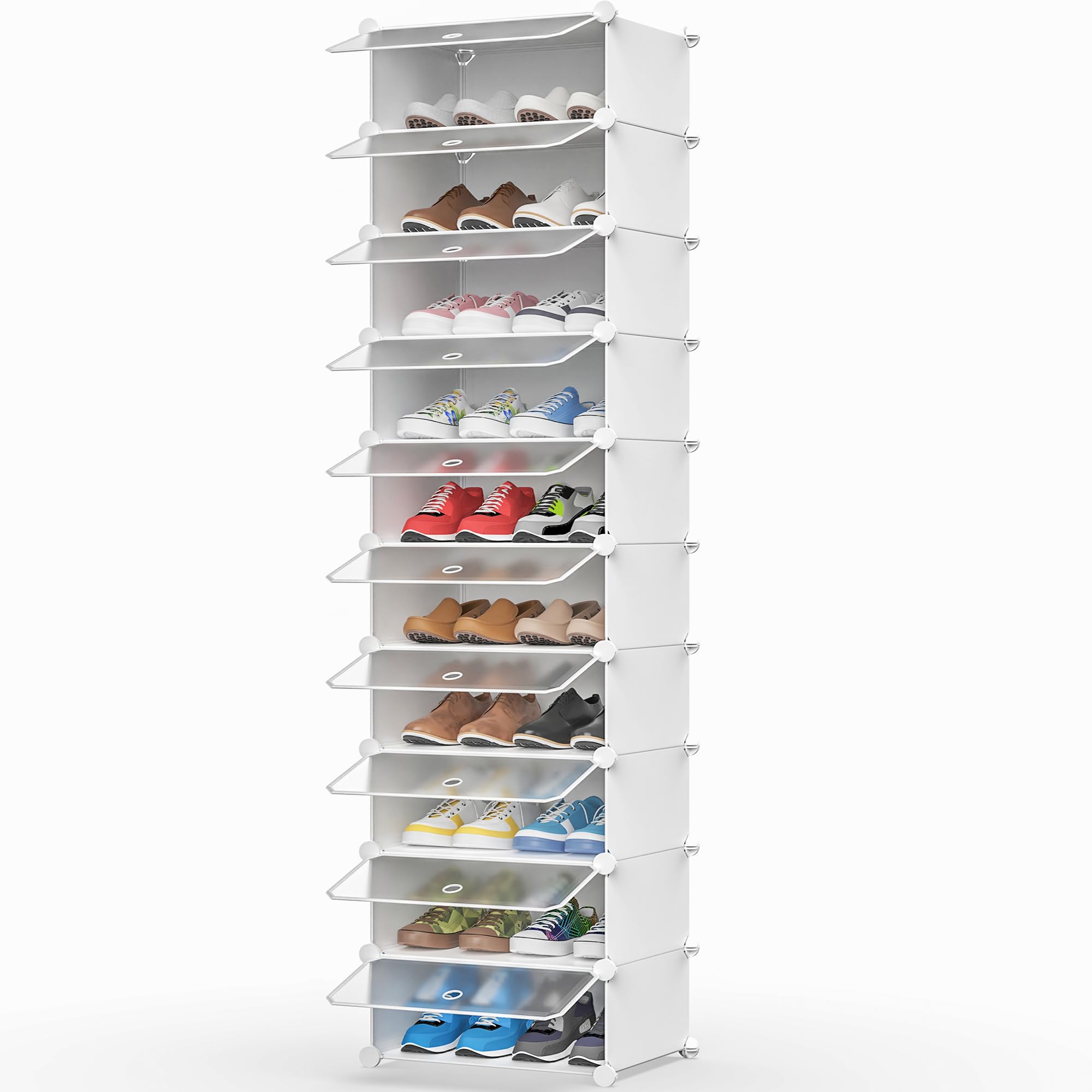 HOMIDEC Zapatero, 10 Niveles Zapatero Entrada Recibidor, Capacidad para 20 Pares de Zapatos, Zapatero Estrecho Zapateros Estrechos para Entradas, Dormitorios y Pasillos, Transparente