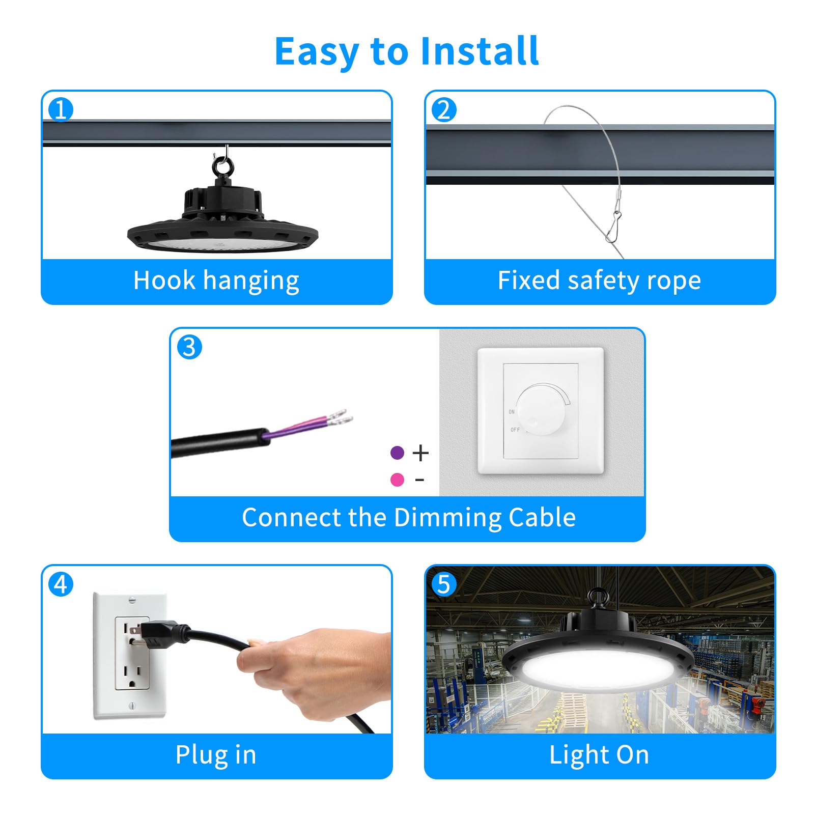 Viugreum LED High Bay Light 150W 10 Pack 1-10V Dimmable 5000K UFO High Bay Lights Equivalent to 600W — view 8