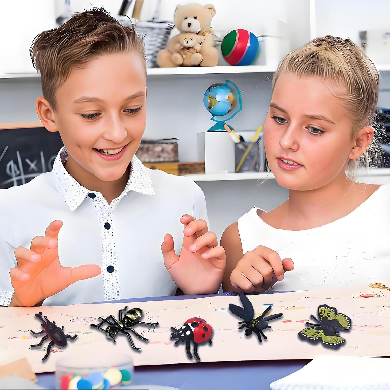 24 Pcs Insects and Bugs for Kids,Plastic Mini Small World Toys,Realistic Little Insects and Bugs Minibeasts Toy Kit,Soft Rubber Bug Insect Toyware Figures,Minibeasts Contain Spiders,Parties Gifts - Image 4