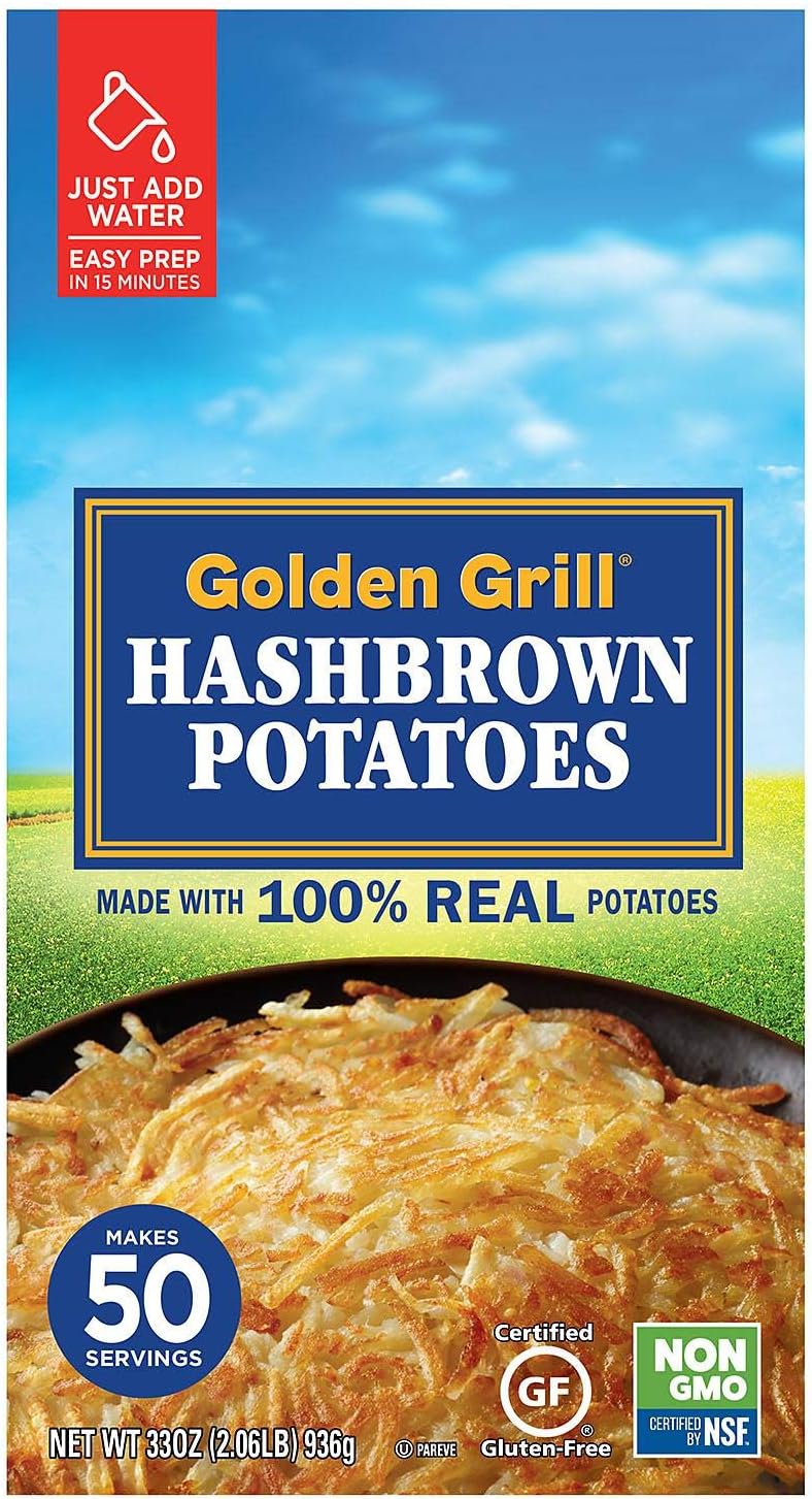 GOLDEN GRILL Russet Premium Hashbrown Potatoes 33 oz. Makes 50 Servings